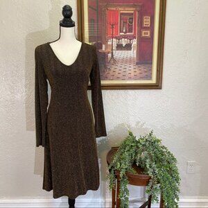 Cedar & GOLD ~ Gold Sparkle Long Sleeve Dress ~ Size Large